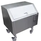 image of IMC Teddy IBP-1 Mobile Ice Bin, 23" W x 30" L x 34" H, Bamboo, Stainless Bin, Hinged Cover, Casters