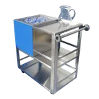 image of IMC Teddy ITRC Ice Cart - 3-Tier, 20"W x 32"D x 36"H, 50 lb, Stainless Bin Bamboo Braked Casters NSF