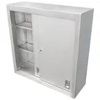 image of IMC Teddy OC-8412SS 84" Stainless Steel Wall-Mounted Cabinet, 12"D x 84"W x 36"H, 18/304 Stainless Steel, 4 Sliding Doors, 2 Adjustable Shelves