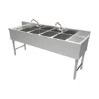 image of American Tables & Seating MET-UBS-470 Underbar Sink Units, 4 Compartment with 2 Drainboards