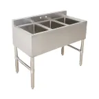 image of Klinger's Trading BAR3 38" Underbar Sink Units, 3 Compartment without Drainboard