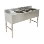 image of Klinger's Trading BAR3DL 49" Underbar Sink Units, 3 Compartment with Left Drainboard
