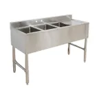 image of Klinger's Trading BAR3DR 49" Underbar Sink Units, 3 Compartment with Right Drainboard