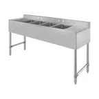 image of Klinger's Trading BAR42D 71" Underbar Sink Units, 4 Compartment with 2 Drainboards