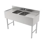 image of GSW USA SE10142D48B Underbar Sink Units, 2 Compartment with 2 Drainboards