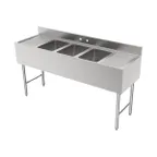 image of GSW USA SE10143D60B Underbar Sink Units, 3 Compartment with 2 Drainboards