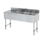 image of Steel Works SWBAR3B48-L 48" Underbar Sink Units, 3 Compartment with Left Drainboard