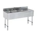image of Steel Works SWBAR3B48-R 48" Underbar Sink Units, 3 Compartment with Right Drainboard