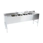 image of Steel Works SWBAR4B72-LR 72" Underbar Sink Units, 4 Compartment with 2 Drainboards