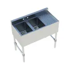 image of Sapphire Manufacturing SMBS-2R Underbar Sink Units, 2 Compartment with Right Drainboard