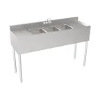 image of Krowne 18-53C Underbar Sink Units, 3 Compartment with 2 Drainboards