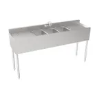image of Krowne 18-63C Underbar Sink Units, 3 Compartment with 2 Drainboards