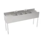 image of Krowne 18-64C Underbar Sink Units, 4 Compartment with 2 Drainboards