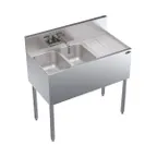 image of Krowne KR19-32L 36" 2 Compartment Underbar Sink w/ 1 Right Drainboard, Splash-Mount Faucet
