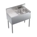 image of Krowne KR19-32R 36" 2 Compartment Underbar Sink w/ 1 Left Drainboard, Splash-Mount Faucet