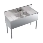 image of Krowne KR19-42C 48" 2 Compartment Underbar Sink w/ 2 Drainboards, Splash-Mount Faucet