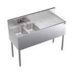 image of Krowne KR19-42L 48" 2 Compartment Underbar Sink w/ 1 Right Drainboard, Splash-Mount Faucet