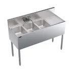 image of Krowne KR19-43L 48" 3 Compartment Underbar Sink w/ 1 Right Drainboard, Splash-Mount Faucet