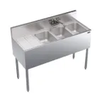 image of Krowne KR19-43R 48" 3 Compartment Underbar Sink w/ 1 Left Drainboard, Splash-Mount Faucet