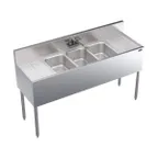 image of Krowne KR19-53C 60" 3 Compartment Underbar Sink w/ 2 Drainboards, Splash-Mount Faucet