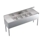 image of Krowne KR19-64C 72" 4 Compartment Underbar Sink w/ 2 Drainboards, Splash-Mount Faucet