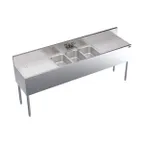image of Krowne KR19-73C 84" 3 Compartment Underbar Sink w/ 2 Drainboards, Splash-Mount Faucet