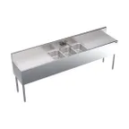 image of Krowne KR19-83C 96" 3 Compartment Underbar Sink w/ 2 Drainboards, Splash-Mount Faucet