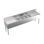 image of Krowne KR19-84C 96" 4 Compartment Underbar Sink w/ 2 Drainboards, Splash-Mount Faucet