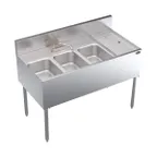 image of Krowne KR24-43L 48" Underbar Sink Units, 3 Compartment with Right Drainboard