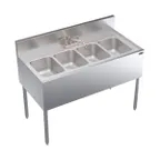 image of Krowne KR24-44C 48" Underbar Sink Units, 4 Compartment without Drainboard