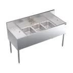 image of Krowne KR24-53C 60" Underbar Sink Units, 3 Compartment with 2 Drainboards