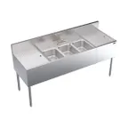 image of Krowne KR24-63C 72" Underbar Sink Units, 3 Compartment with 2 Drainboards