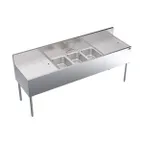 image of Krowne KR24-73C 84" Underbar Sink Units, 3 Compartment with 2 Drainboards
