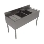 image of BK Resources UB4-21-248TS 48" Underbar Sink Units, 2 Compartment with 2 Drainboards