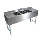 image of BK Resources UB4-18-384TS 84" Underbar Sink Units, 3 Compartment with 2 Drainboards