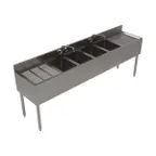 image of BK Resources UB4-18-484TS 84" Underbar Sink Units, 4 Compartment with 2 Drainboards