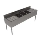 image of BK Resources UB4-21-372TS 72" Underbar Sink Units, 3 Compartment with 2 Drainboards