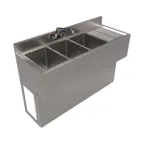 image of BK Resources UBB-18-348RS Underbar Sink Units, 3 Compartment with Right Drainboard