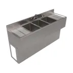 image of BK Resources UBB-18-360TS Underbar Sink Units, 3 Compartment with 2 Drainboards