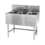 image of Eagle Group B3-3-19 36" Underbar Sink Units, 3 Compartment without Drainboard