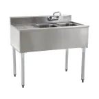 image of Eagle Group B3L-2-18 36" Underbar Sink Units, 2 Compartment with Left Drainboard
