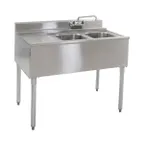 image of Eagle Group B3L-2-22 36" Underbar Sink Units, 2 Compartment with Left Drainboard