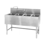 image of Eagle Group B4-4-24 48" Underbar Sink Units, 4 Compartment without Drainboard