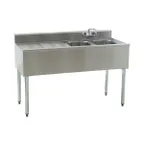 image of Eagle Group B4L-2-18 48" Underbar Sink Units, 2 Compartment with Left Drainboard