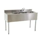 image of Eagle Group B4L-22 48" Underbar Sink Units, 3 Compartment with Left Drainboard
