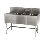 image of Eagle Group B5-3-L-19 60" Underbar Sink Units, 3 Compartment with Left Drainboard