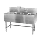 image of Eagle Group B5-3-L-24 60" Underbar Sink Units, 3 Compartment with Left Drainboard