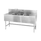 image of Eagle Group B5-3-LR-24 60" Underbar Sink Units, 3 Compartment with 2 Drainboards