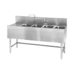 image of Eagle Group B5.5L-4-24 66" Underbar Sink Units, 4 Compartment with Left Drainboard
