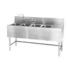 image of Eagle Group B5.5R-4-24 66" Underbar Sink Units, 4 Compartment with Right Drainboard